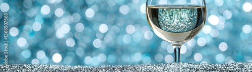Sparkling wine glass, bokeh background, festive, celebration