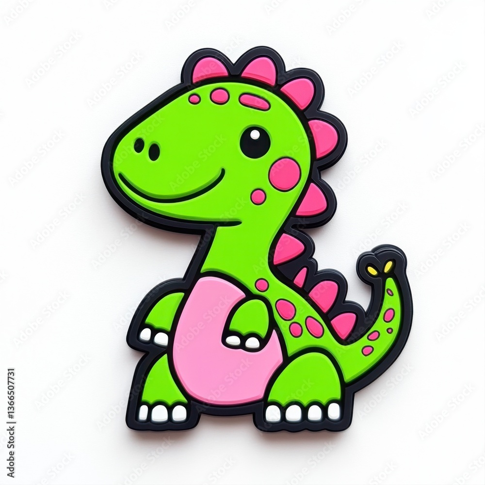 Naklejka premium Cute Colorful Dinosaur Character Toy with Smiling Face and Bright Features