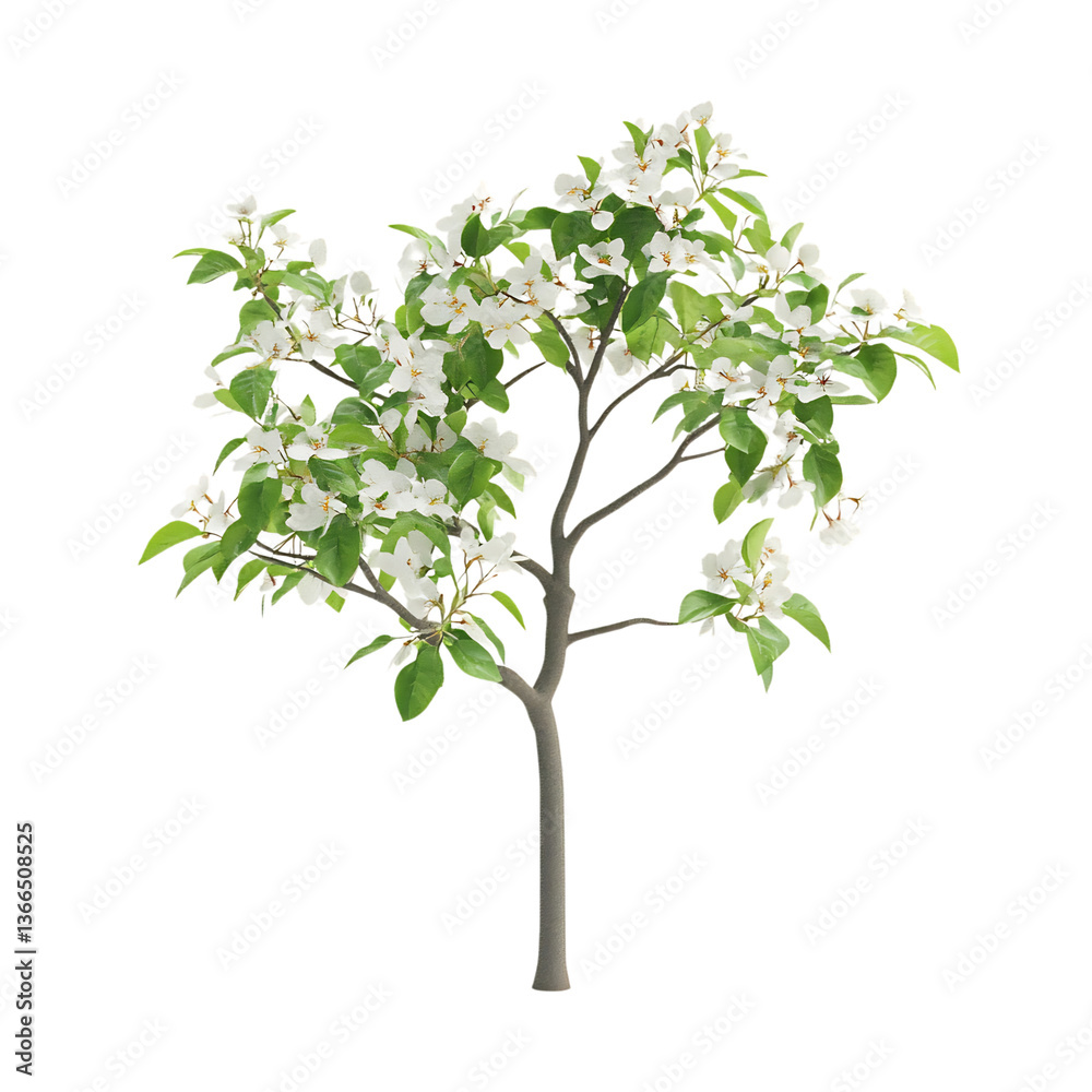 3D Rendered Cherry Tree Sapling with Blossoms Isolated on Transparent Background 3D Rendered Cherry Tree Sapling with Blossoms Isolated on Transparent Background