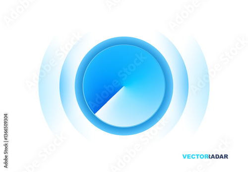 Futuristic blue radar scanning with signal waves. Modern technology, surveillance, navigation, tracking concept. Security, communication digital technology designs. Minimalistic vector illustration.
