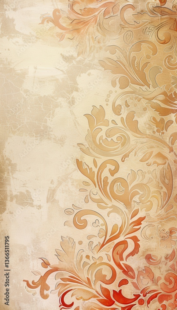 Obraz premium Vintage Birthday Border with Ornate Swirls on Aged Paper Texture for Elegant Design Projects