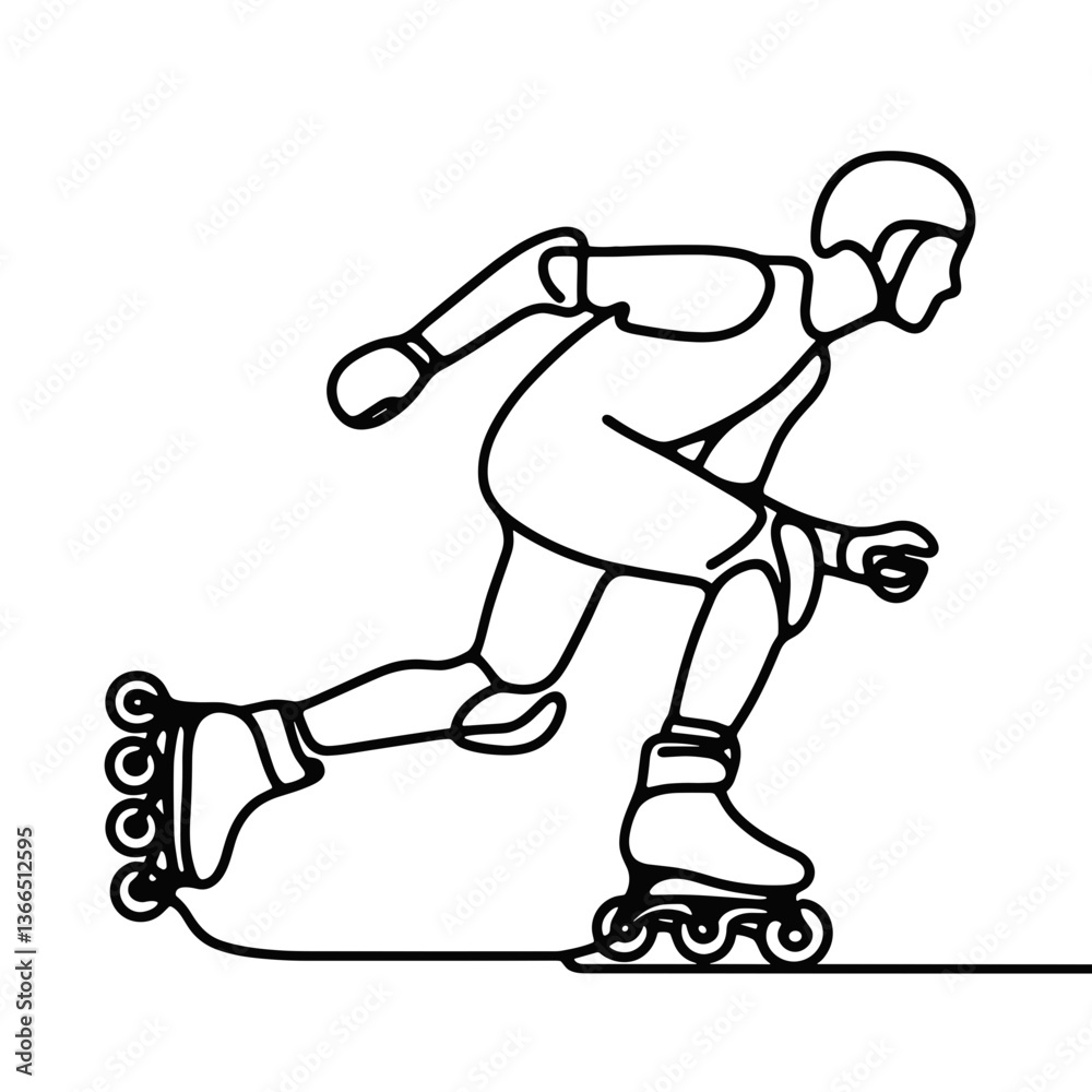 Roller skating person in motion drawing Roller skating person in motion drawing