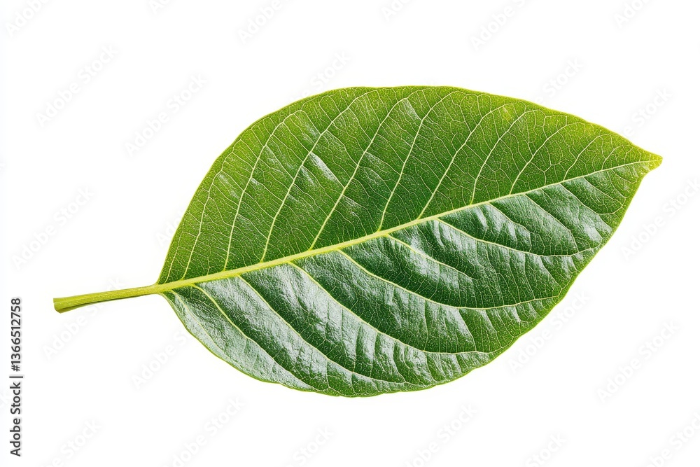 Obraz premium Single green leaf isolated on white (1)