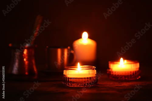 Beautiful burning candles o...