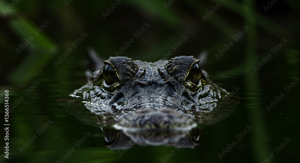 Alligator's Gaze: Eyes Peeking Above the Murky Waters Edge in the Everglades Alligator's Gaze: Eyes Peeking Above the Murky Waters Edge in the Everglades