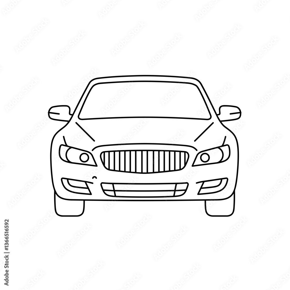 Outline of a Car Front View Illustration on Transparent Background Outline of a Car Front View Illustration on Transparent Background