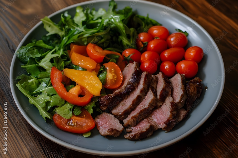 Grilled Steak Salad with Cherry Tomatoes and Peppers Grilled Steak Salad with Cherry Tomatoes and Peppers