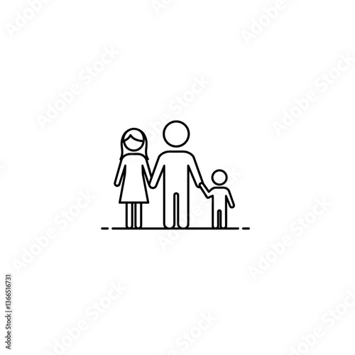 Family Icons Standing Together, Flat Style, Simple Background, Family Concept, UI/UX, Family Websites, Apps