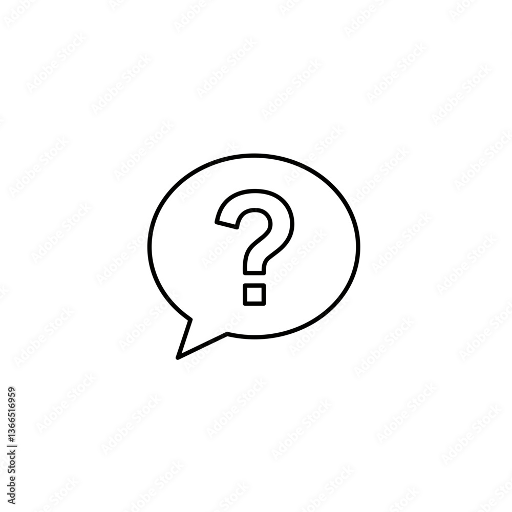Question Bubble Icon in Minimalist Style on Transparent Background Question Bubble Icon in Minimalist Style on Transparent Background