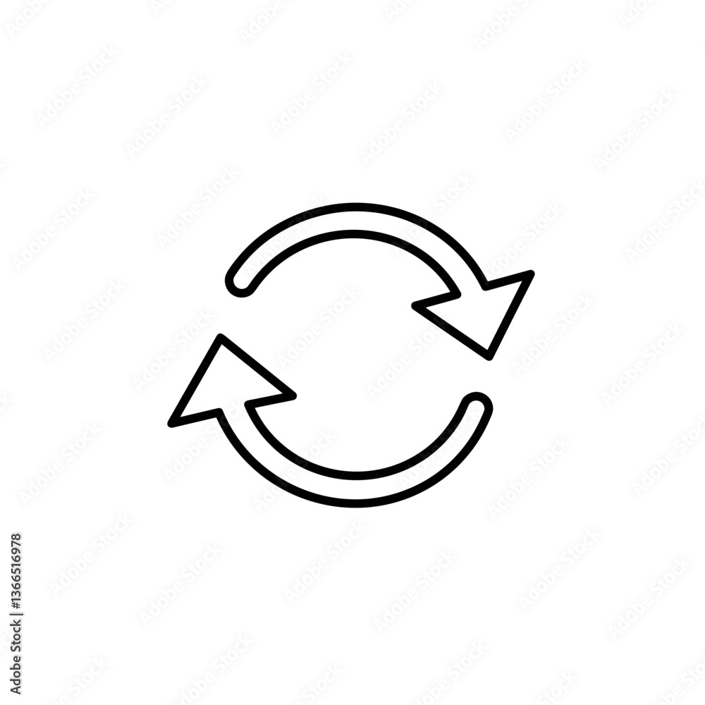 Minimalist Refresh Arrow Icon, Simple Design, Transparent Background, Update Symbol, UI/UX, Web Graphics 