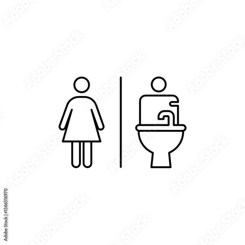 Female Restroom Symbol Icon, Flat Style, Transparent Background, Wayfinding, UI/UX, Public Signage