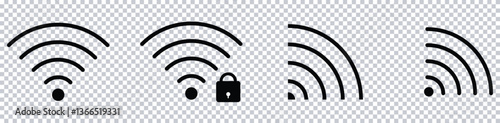 Wi-Fi icons set and stock vector illustration. wifi symbol. wifeless simple icons vector. wifi icon sheet, vector wifi icon image.	