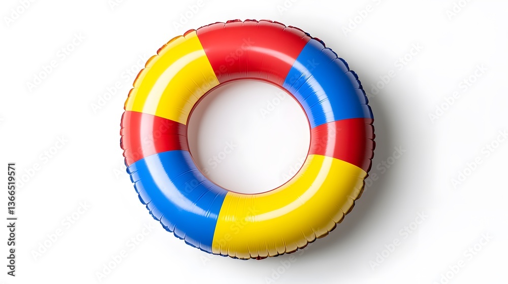 Colorful inflatable swim ring white background