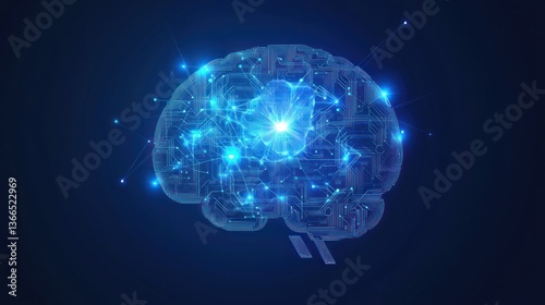 Wallpaper Mural Futuristic Digital Brain with Circuitry and Neural Connections AI Technology Concept Torontodigital.ca