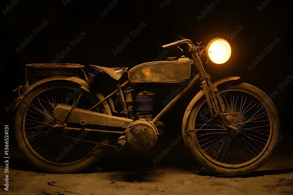 Fototapeta premium Vintage Motorcycle Night.