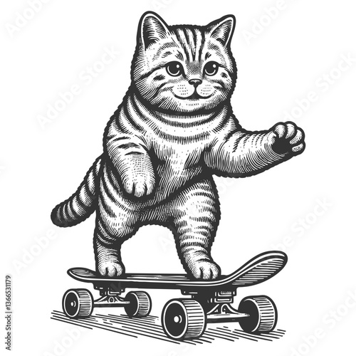 Skateboarding Cat vector illustration