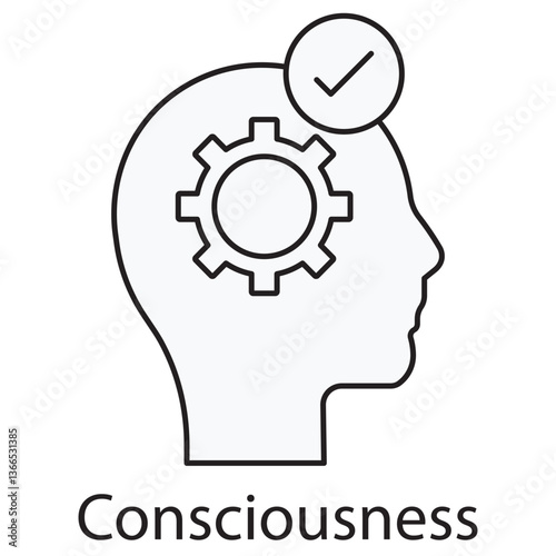 Consciousness Icon, Exploring the Depths of Consciousness, The Science and Mystery of Consciousness, vector