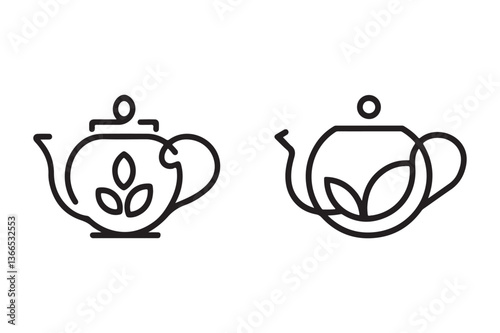 Teapot line art vector illustration.