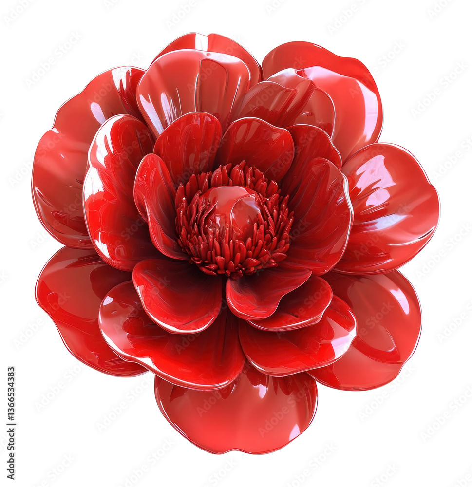 Naklejka premium PNG Red peony flower illustration glossy petals.