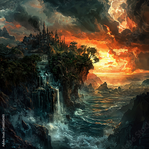 Twilight Citadel of the Lost Coast. Generative AI