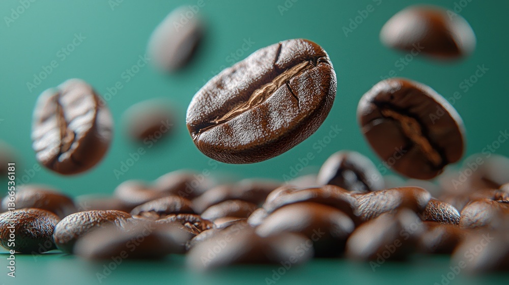 Fototapeta premium Coffee beans in mid-air