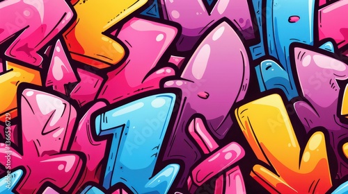 Wallpaper Mural A vibrant vector graffiti pattern showcasing abstract tags, perfect for adding an urban touch to any design project. Torontodigital.ca