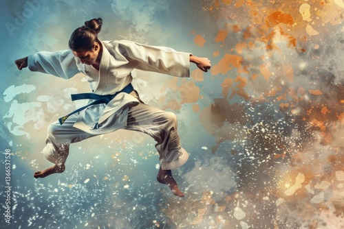 Wallpaper Mural Skilled Judo Athlete in Action on the Mat Torontodigital.ca