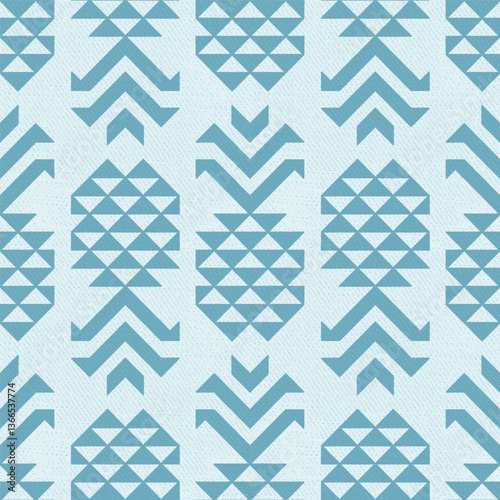 Pineapple Abstract Geometric Retro Seamless Pattern. Tropical Fruit Vintage Blue Background. Hand Drawn Vector Illustration
