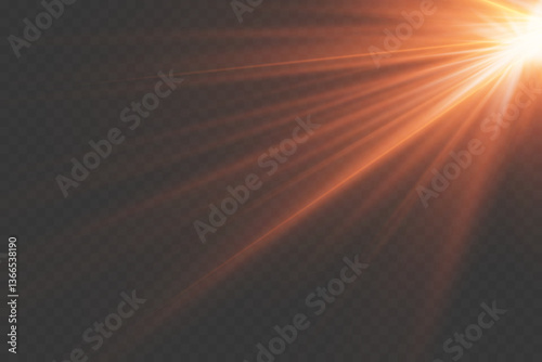 Red light rays of light, star flash and flare.