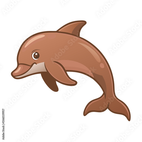 a charming cartoon dolphin swimming, depicting its playful personality and the underwater world