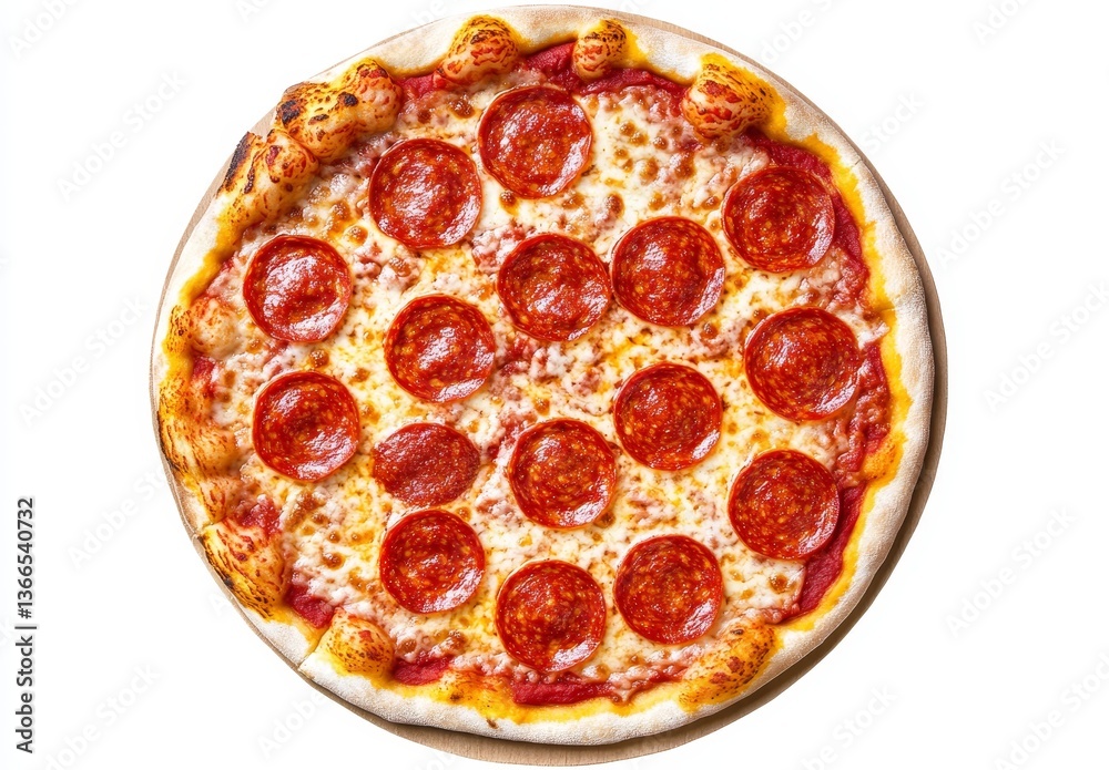 Pepperoni Pizza, Top View, Studio Shot Pepperoni Pizza, Top View, Studio Shot