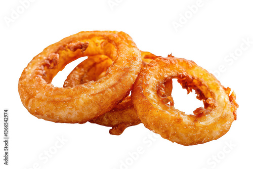 Crispy Golden Onion Rings on Transparent Background