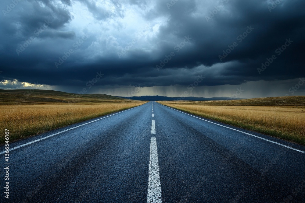 Fototapeta premium Empty road under stormy sky (10)