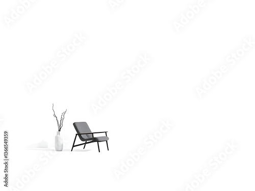 chair on the grass in a white isolated background