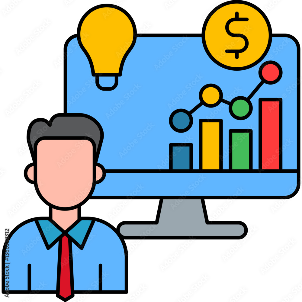 Business Plan lineal color icon