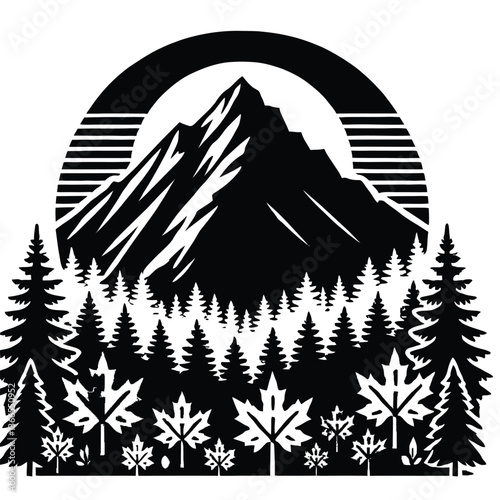 Mountain Fall Foliage Silhouette