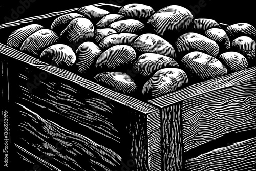 potatoes vegetable hand drawn sketch black and white illustration
