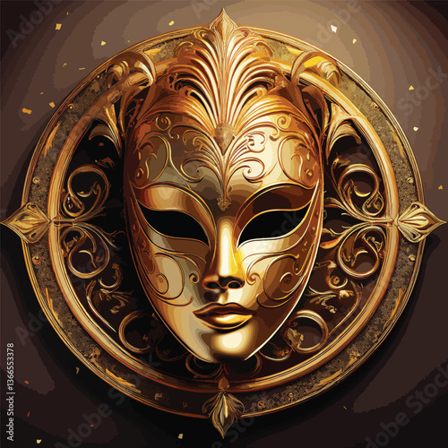 Elegent golden and black venetian carnival mask