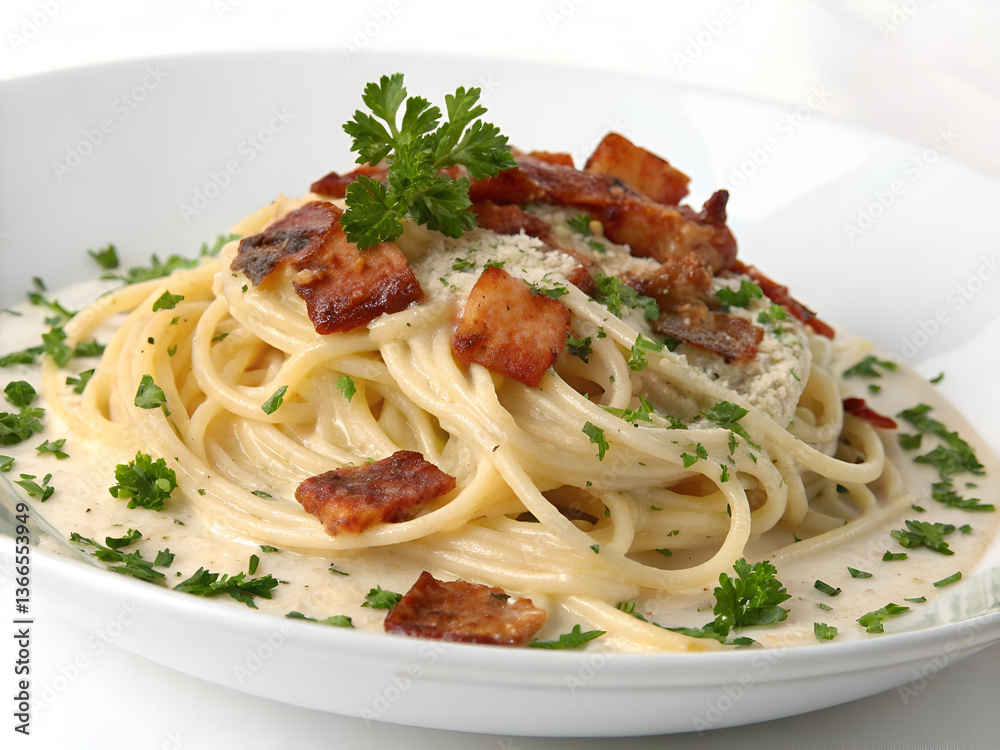 Authentic Carbonara Dish: Spaghetti with Pancetta, Egg Yolk, and Parmesan Authentic Carbonara Dish: Spaghetti with Pancetta, Egg Yolk, and Parmesan