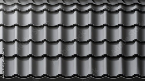 Close-up view of a modern roof tile design showcasing detailed patterns and textures in a neutral color scheme