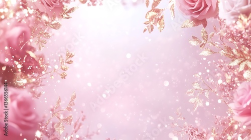 Pretty pink flowers with gold leaves creating a lovely arrangement