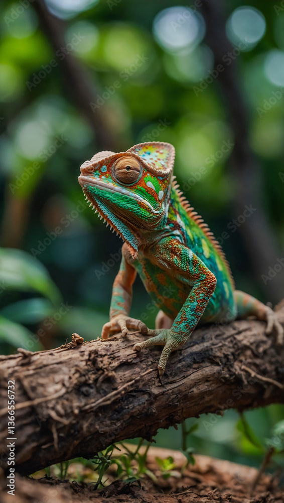 Fototapeta premium Chameleon on a root.