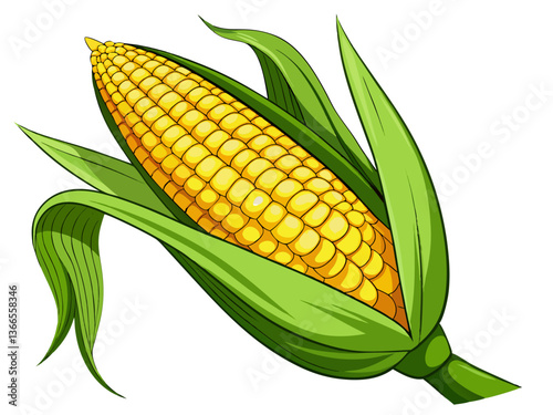 vector of Single ear of corn isolated on white background