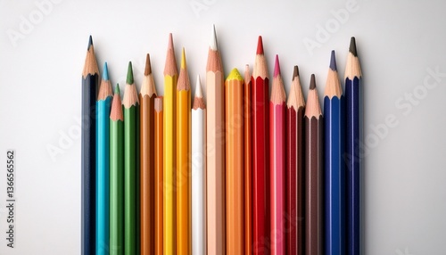 colored pencils on white background