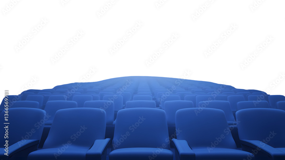 Obraz premium Rows of Blue Theater Seats in a Darkened Auditorium Ideal for Entertainment and Cinema Concept
