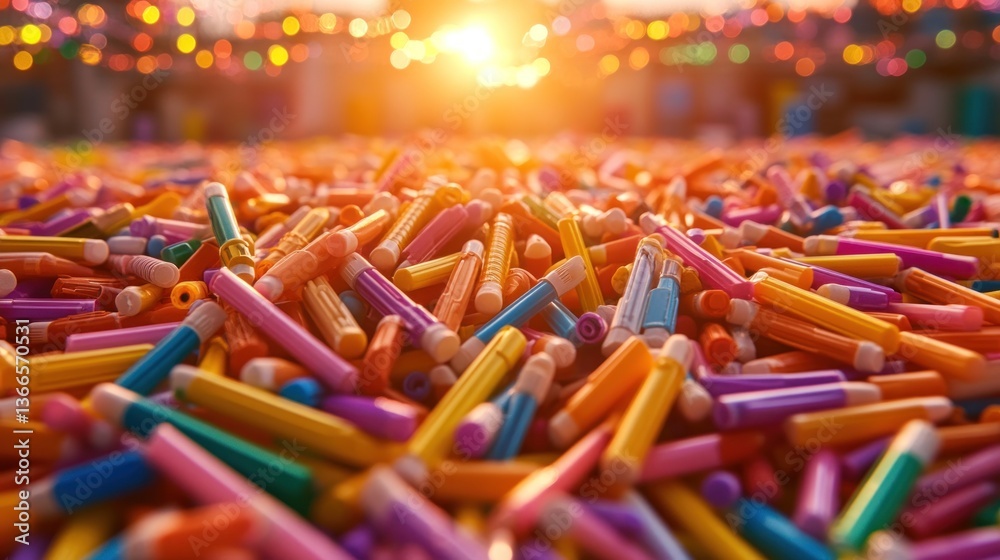 Obraz premium Colorful pens piled high