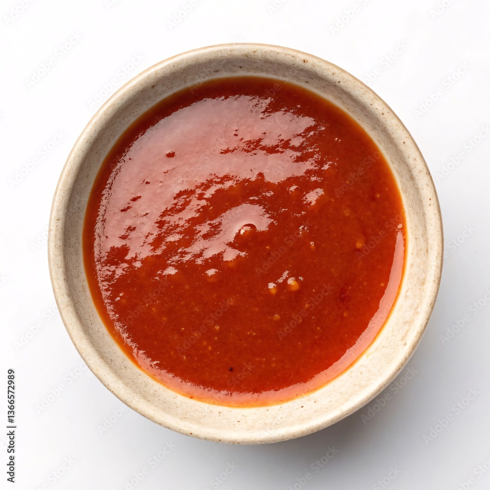 Spicy Red Sauce in a Bowl A Flat Lay Stock Image Spicy Red Sauce in a Bowl A Flat Lay Stock Image