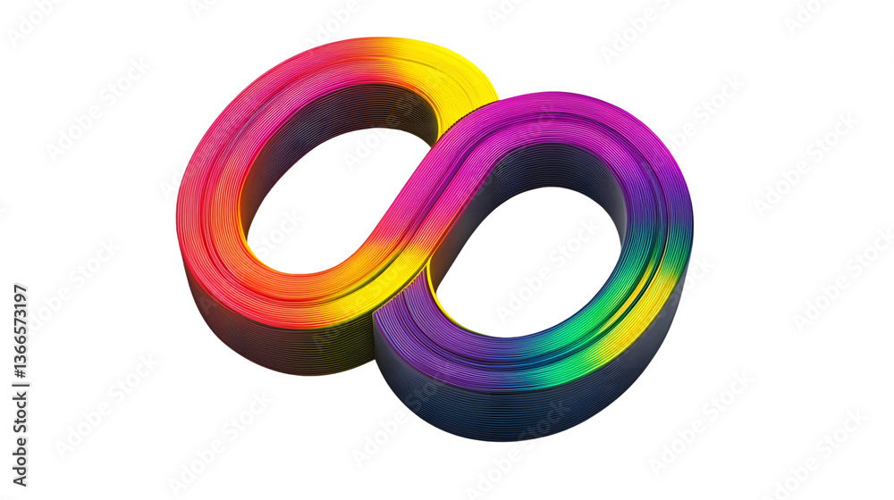 Obraz premium Vibrant Infinity Symbol with Rainbow Colors on Black Background Abstract Art Design for Creati
