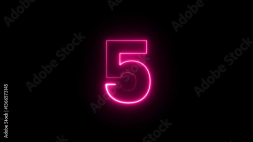 10 to 0, Ten to zero countdown pink light glow neon animation running animated numbers 10-0, 10 to 0 second modern digital countdown 4K timer neon light style on a black background.	
