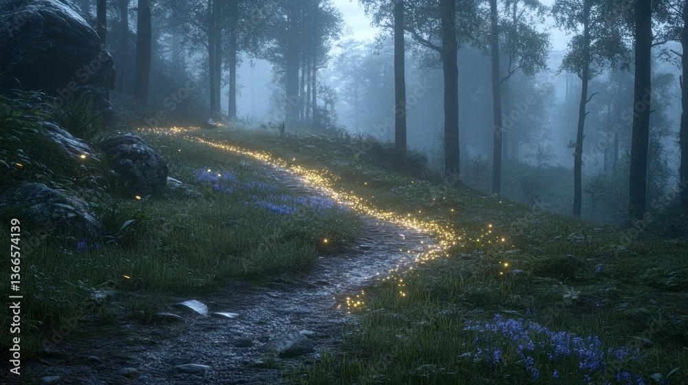 Fototapeta premium Mystical forest path at twilight